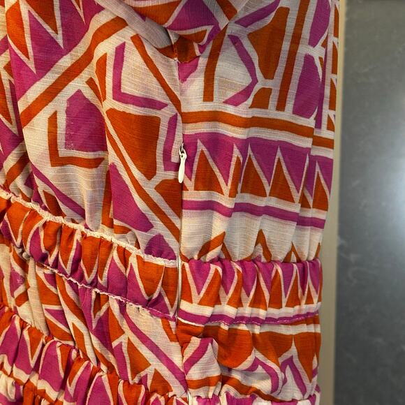 MISA Los Angeles Rana Dress Pink Orange Geo Mini Long Sleeve Women’s M NWT - Picture 5 of 12